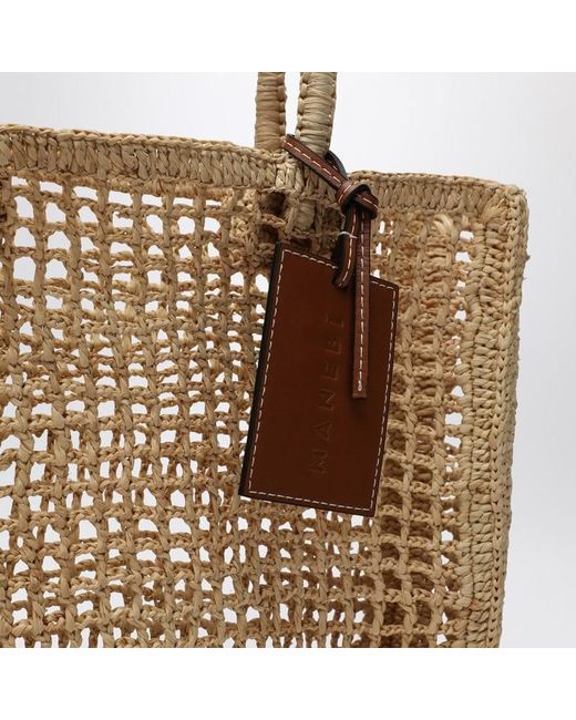 Tote rettangolare in rafia di Manebí in Natural