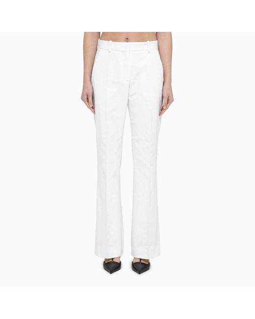 Calvin Klein White Viscose Blend Regular Trousers