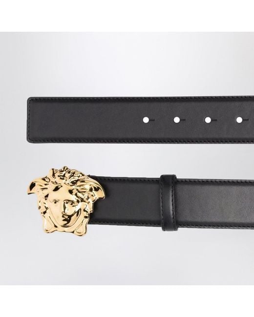 Versace Black Belt With Medusa Head Buckle for men