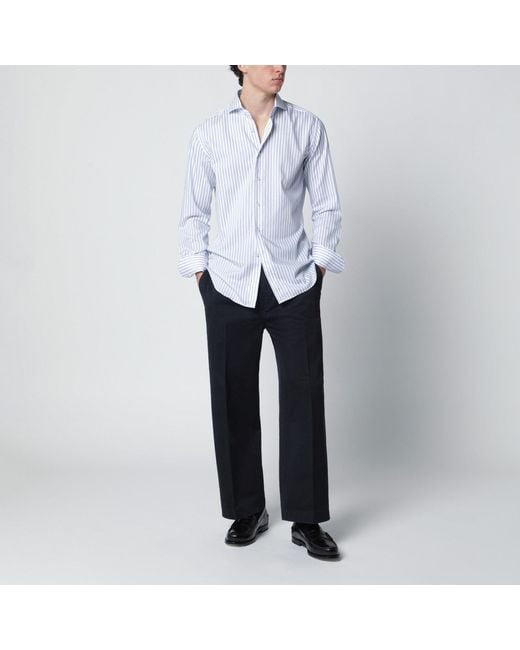 Xacus White Travel Tailor Fit Shirt Striped for men