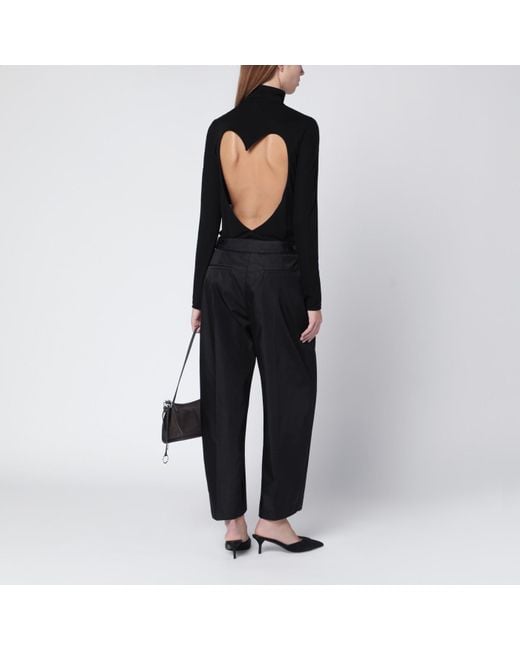 Alaïa Black Jersey Heart-Cut Bodysuit