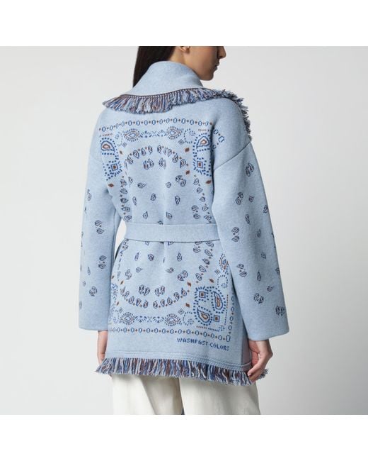 Alanui Blue Bandana Jacquard Cardigan