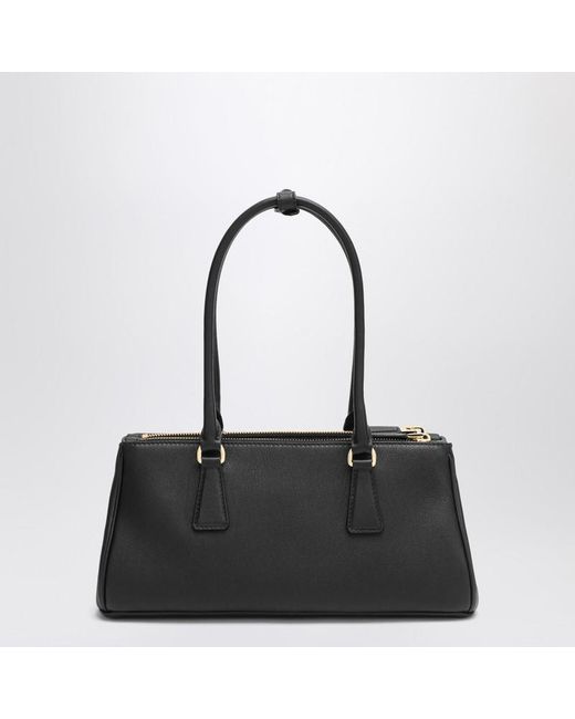 Borsa galleria medium nera in pelle di Prada in Black