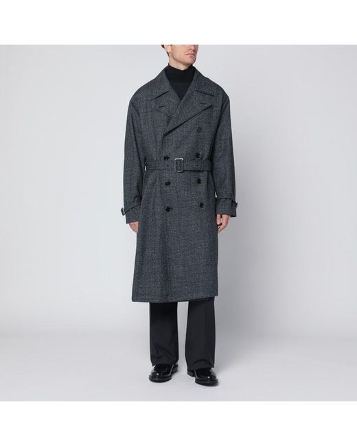Dolce & Gabbana Black Wool Double-Breasted Coat for men
