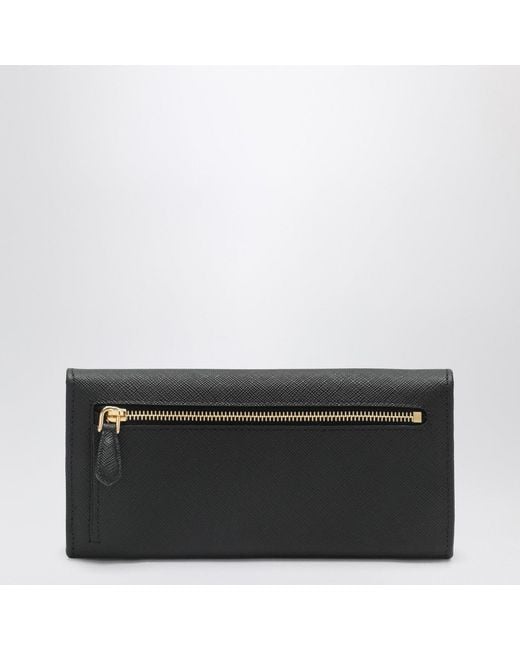 Prada Black Large Saffiano Leather Wallet