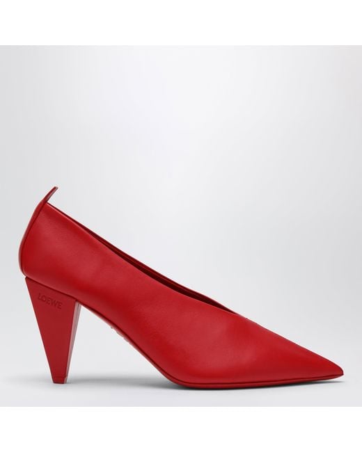 Loewe Red Origami Cubic Pumps