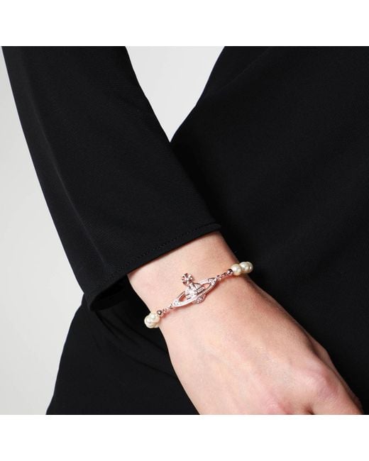 Vivienne Westwood White Mini Bas Relief Pearl Bracelet Rose