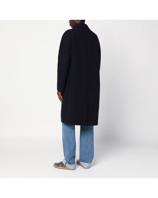 Harris Wharf London Blue Single Breasted Wool Coat for men