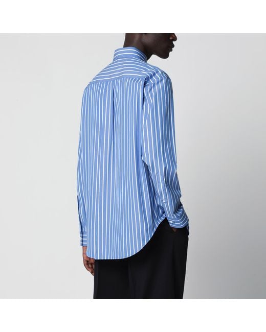Balenciaga Blue Striped Cotton Shirt for men