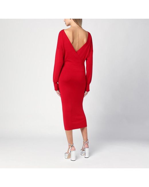 P.A.R.O.S.H. Red Wool And Cashmere Midi Dress