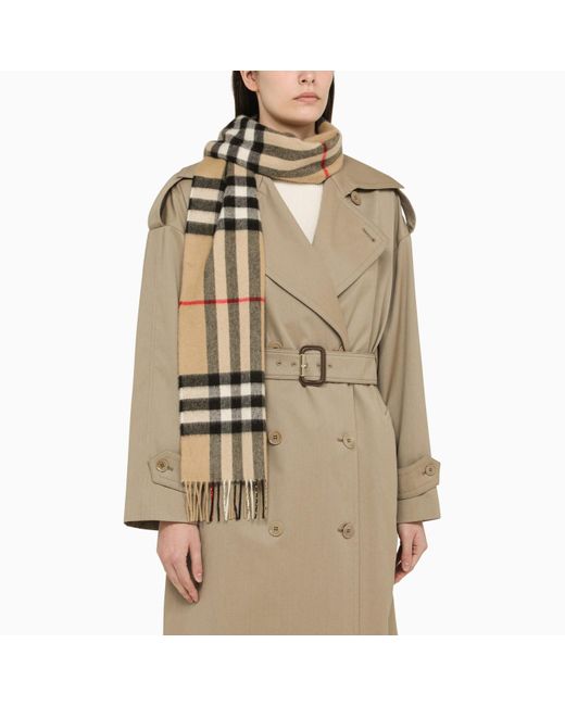 Burberry Natural Scarf With Check Motif
