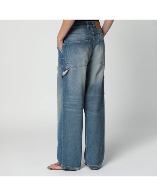 Haikure Blue Wide-Leg Washed-Effect Jeans