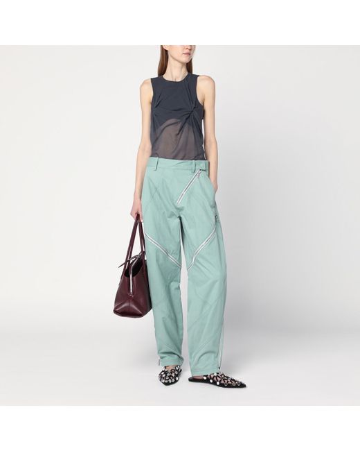 The Attico Blue Sage Trousers With Zip