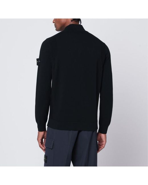 Stone Island Schwarzer Cardigan Mit Reißverschluss Aus Wollmischung in Black für Herren