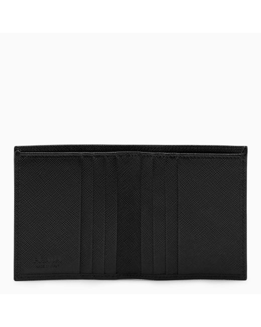 Prada Black Saffiano Wallet With Plaque for men