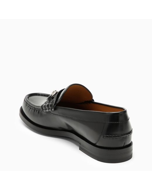 Gucci Black Leather Loafer With Horsebit for men