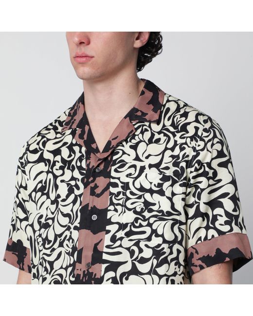 Dries Van Noten Black Shirt With Graphic Squiggle Print for men
