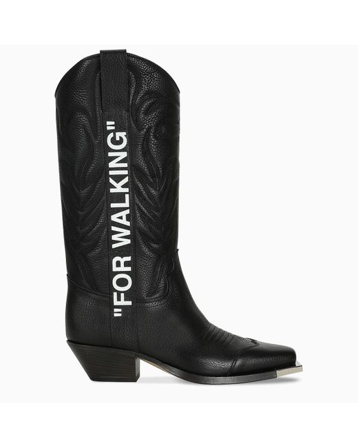 Off-White c/o Virgil Abloh Cowboy Boots For Walking Cowboy Boot Calfskin Logo Black