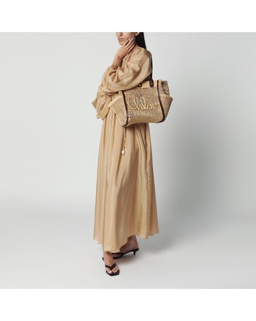 Chloé Metallic Sand/ Iconic Raffia And Leather Bag