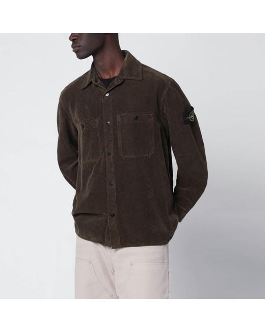 Stone Island Black Military Corduroy Shirt for men