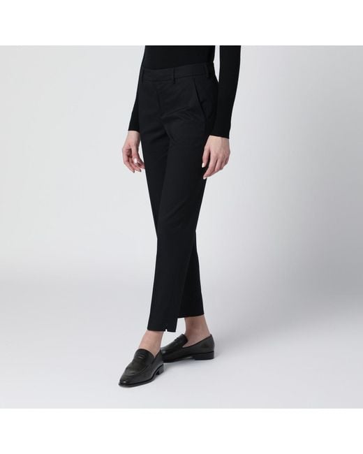 PT Torino Black Slim-fit Cotton-blend Trousers