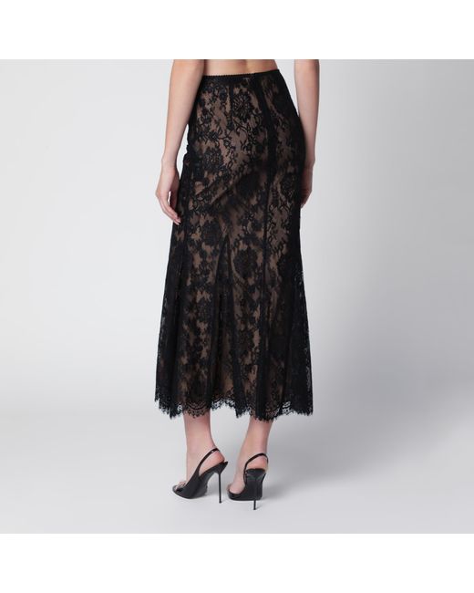 Self-Portrait Black Lace Midi Skirt