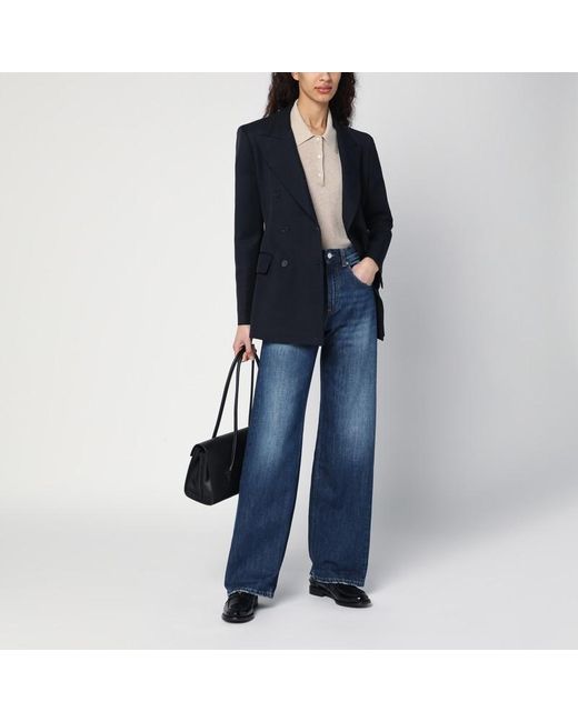 Department 5 Blue Wide-leg Pop Jeans With Washed Effect