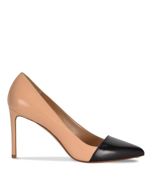 Francesco Russo Natural Two-tone Black And Nude Leather Pump