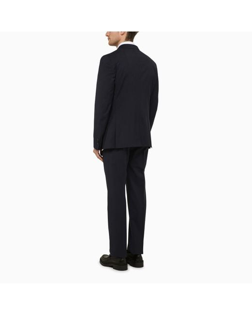Valentino Black Navy Single-breasted Suit In Wool for men