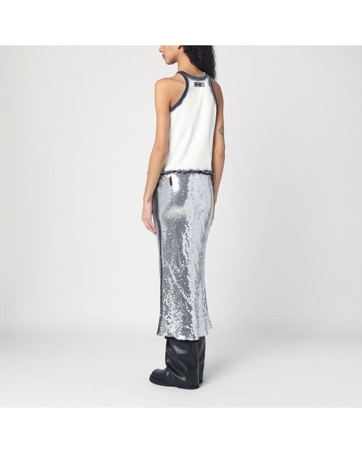 The Attico White /silver Midi Dress With Sequins