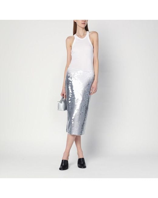 Débardeur Blanc Côtelé En Mélange Soie Sportmax en coloris White