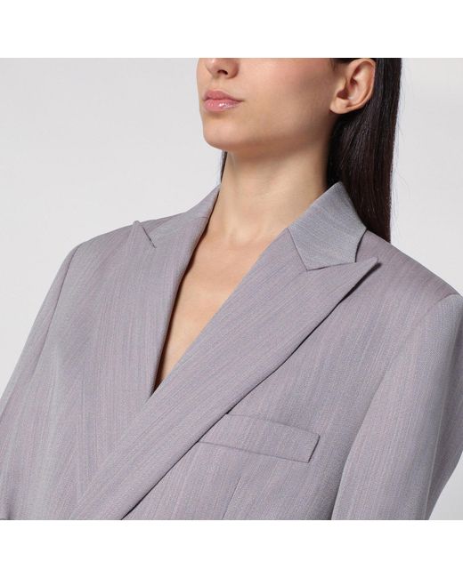 Victoria Beckham Gray Light Jacket With Belt