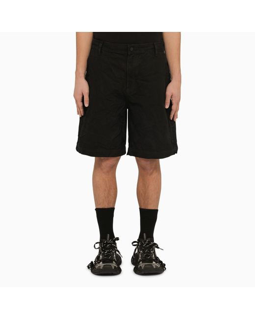 44 Label Group Black Cotton Carpenter Bermuda Shorts for men