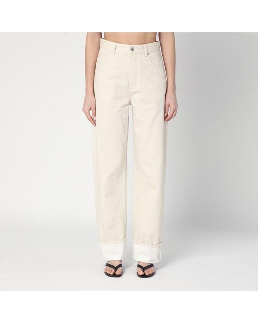 Jeans color meringa con risvolto di Bottega Veneta in Natural