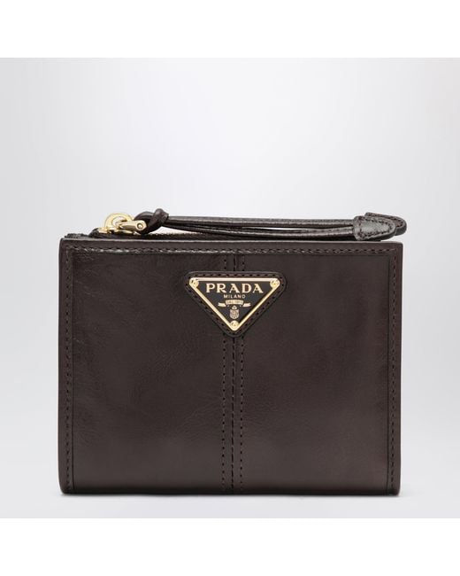 Prada Black Small Dark Leather Wallet