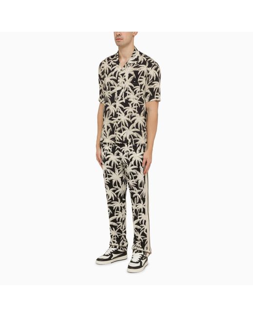 Palm Angels Black Bowling Shirt With Palm Print for men