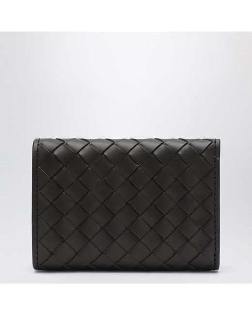 Bottega Veneta Black Fondente Trifold Wallet In Intrecciato for men