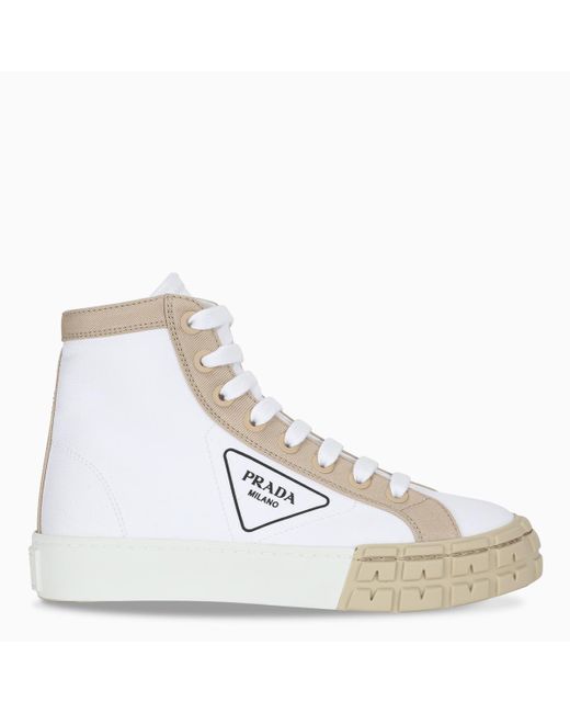 Prada White Gabardine Hi-top Sneakers