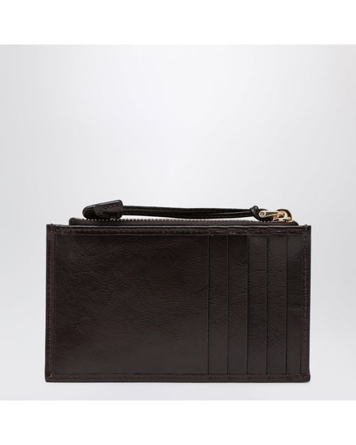 Prada Black Dark Calf Leather Zip Card Holder