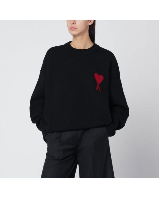 AMI Black Wool Sweater Ami De Coeur