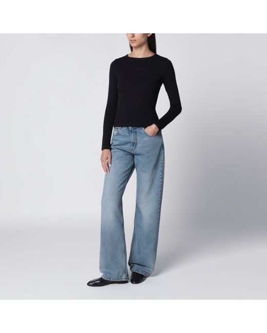 AMI Blue Wide-Leg Jeans