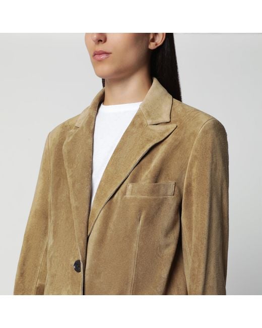 Arma Natural Alissa Single-Breasted Suede Coat