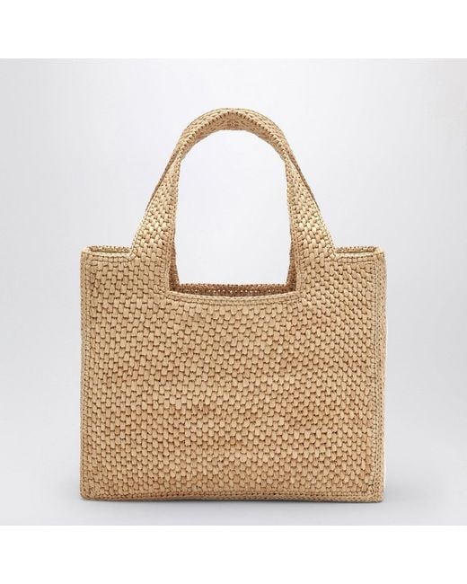 Loewe Metallic Font Tote Small Raffia Bag