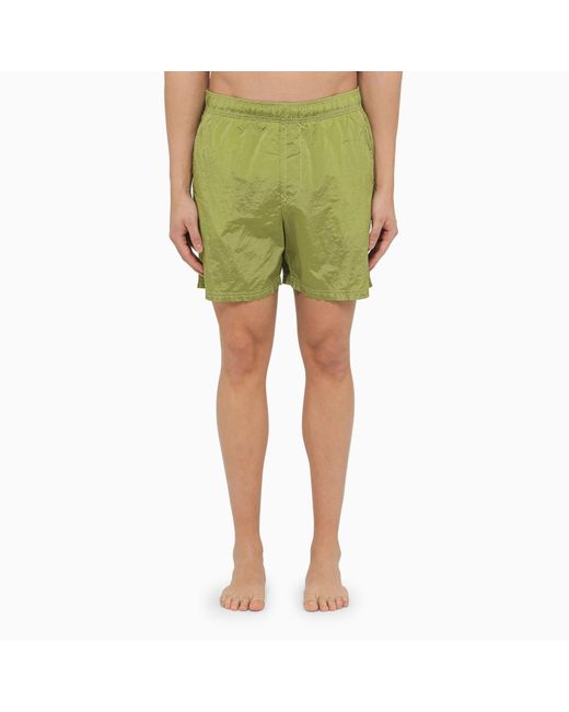 Stone Island Green Lemon Swim Shorts With Logo for men