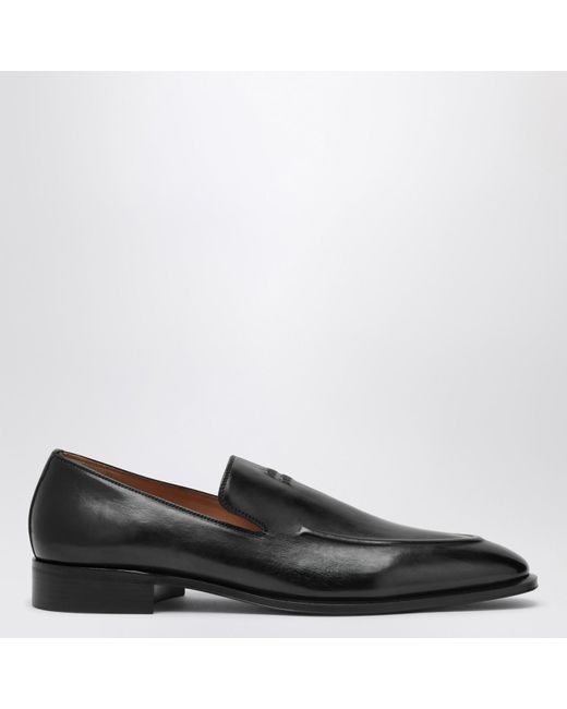 Miu Miu Black Leather Loafers With Logo