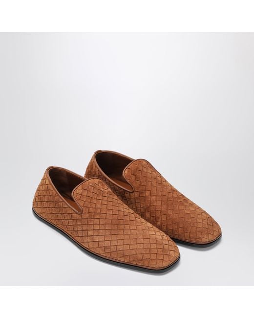 Bottega Veneta Brown Light Intrecciato Suede Palazzo Slippers