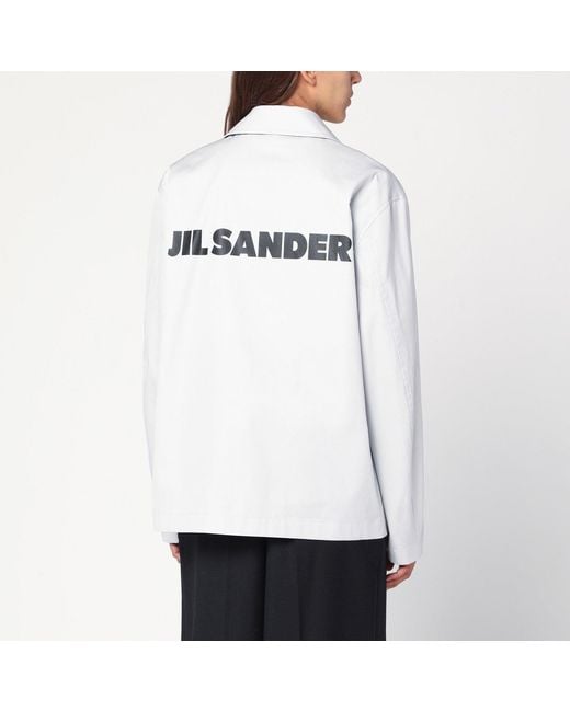 Jil Sander White Light Taffeta Jacket With Logo