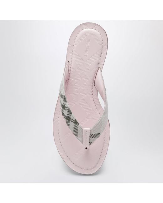 Burberry White Pavilion Sandals With Check Pattern
