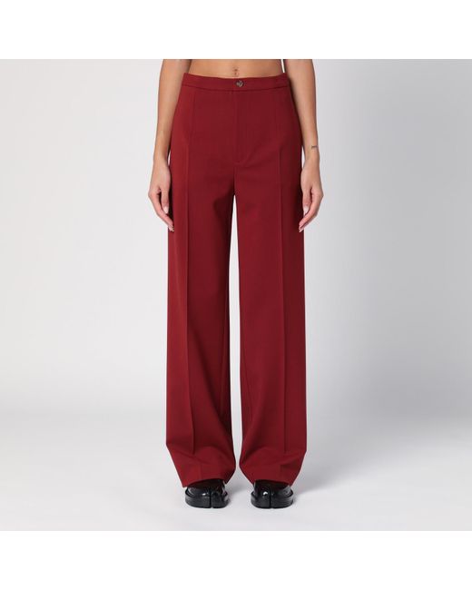 Loulou Studio Red Burgundy Wool Palazzo Trousers