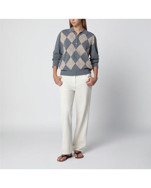 Rohe Blue Polo With Argyle Pattern